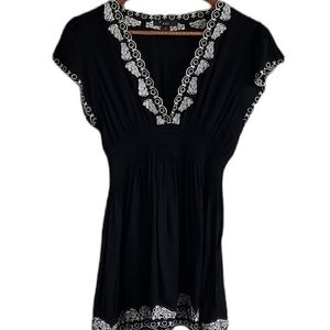 Forever 21 Empire Waist Deep Vneck Babydoll Top sz Medium